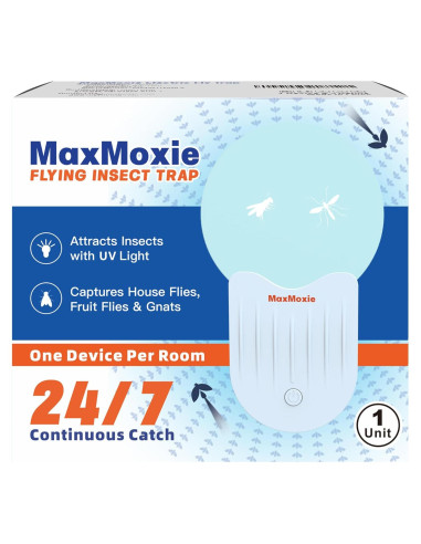 Trampa de Insectos Voladores MaxMoxie con Luz UV y 5 Recargas