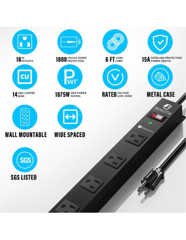 Protector de Sobretensión Metálico Berigtta 16 Salidas 1800J