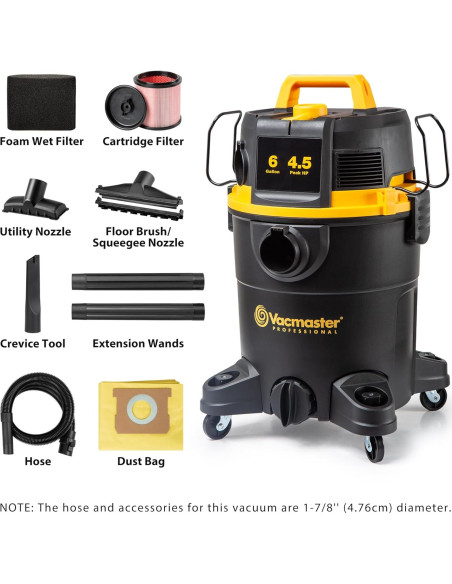 Aspiradora Húmeda/Seca Vacmaster 6 Gal 4.5 HP VDK611PF