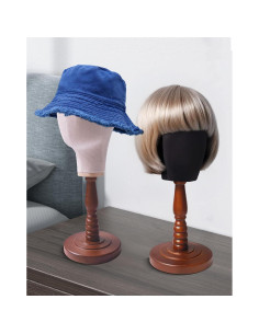 Soporte de Peluca UnPinnable Beige con Base de Madera 2