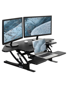 Escritorio de Esquina Ajustable VIVO DESK-V000VC Negro 109.2 cm