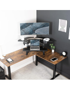 Escritorio de Esquina Ajustable VIVO DESK-V000VC Negro 109.2 cm 2