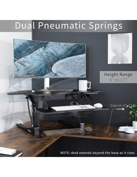 Escritorio de Esquina Ajustable VIVO DESK-V000VC Negro 109.2 cm