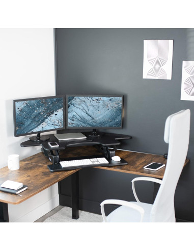 Escritorio de Esquina Ajustable VIVO DESK-V000VC Negro 109.2 cm