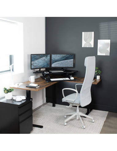 Escritorio de Esquina Ajustable VIVO DESK-V000VC Negro 109.2 cm