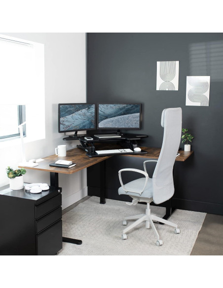 Escritorio de Esquina Ajustable VIVO DESK-V000VC Negro 109.2 cm