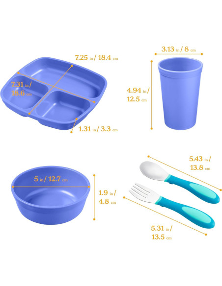 Vajilla Infantil ECR4Kids Mi Primer Juego de Comida 15 Piezas Azul