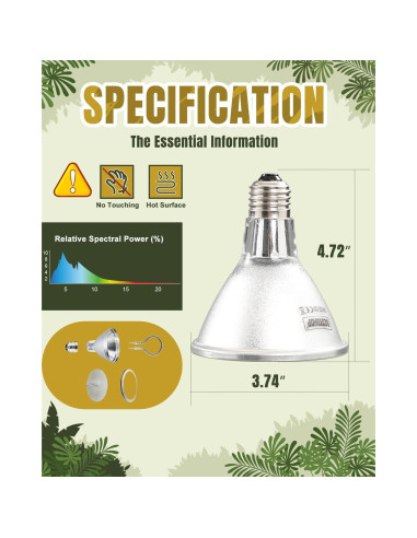 Lámpara de Calor Infrarroja 50W BESTSHOP para Reptiles