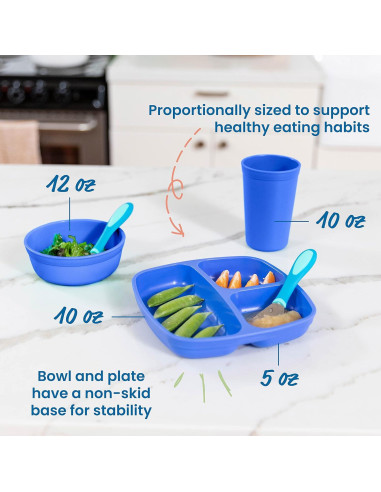Vajilla Infantil ECR4Kids Mi Primer Juego de Comida 15 Piezas Azul