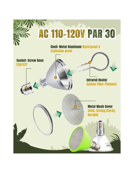 Lámpara de Calor Infrarroja 50W BESTSHOP para Reptiles