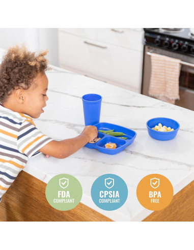 Vajilla Infantil ECR4Kids Mi Primer Juego de Comida 15 Piezas Azul