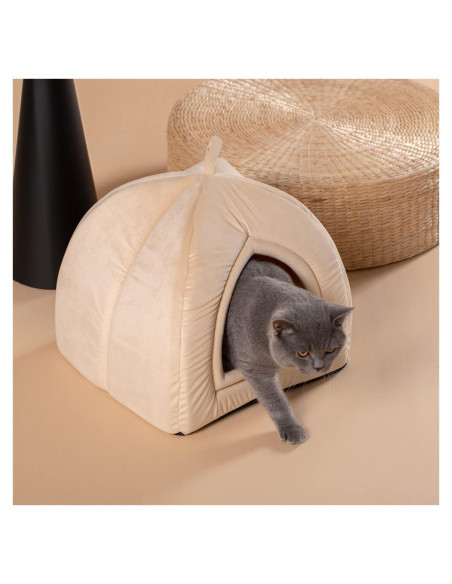 Cama para Gatos KASENTEX 48.3 cm Beige 2-en-1 Lavable