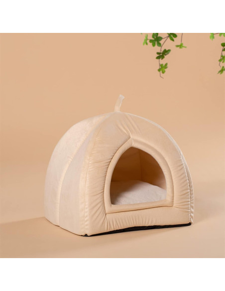 Cama para Gatos KASENTEX 48.3 cm Beige 2-en-1 Lavable