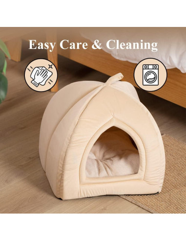 Cama para Gatos KASENTEX 48.3 cm Beige 2-en-1 Lavable