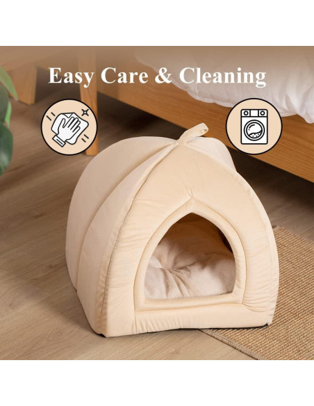 Cama para Gatos KASENTEX 48.3 cm Beige 2-en-1 Lavable