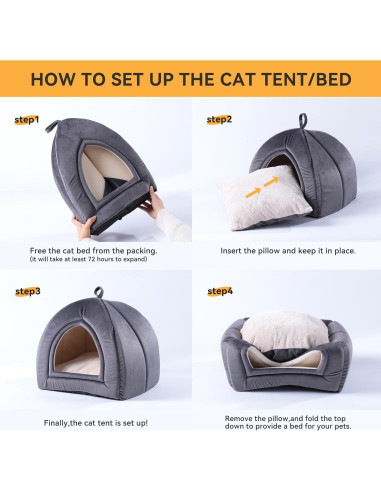 Cama para Gatos KASENTEX 48.3 cm Beige 2-en-1 Lavable