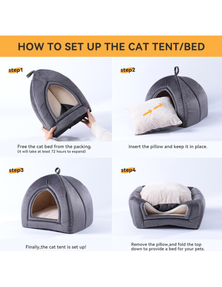 Cama para Gatos KASENTEX 48.3 cm Beige 2-en-1 Lavable