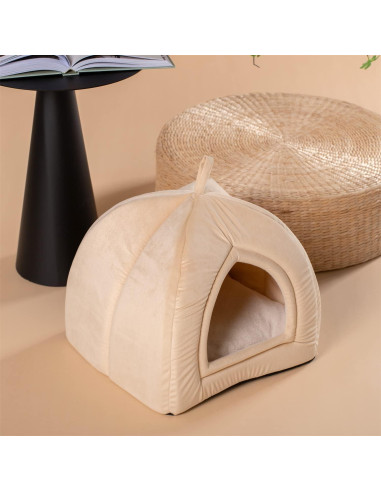 Cama para Gatos KASENTEX 48.3 cm Beige 2-en-1 Lavable