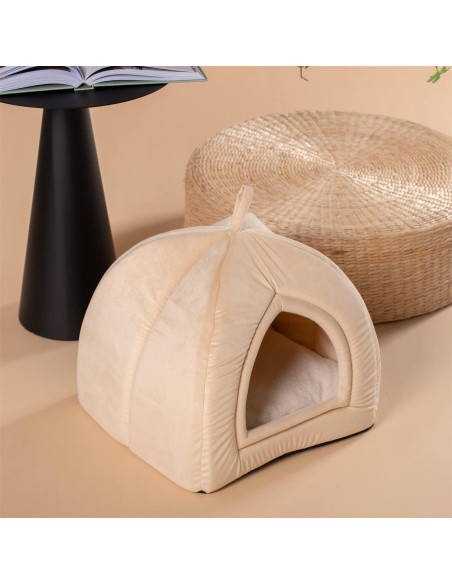 Cama para Gatos KASENTEX 48.3 cm Beige 2-en-1 Lavable
