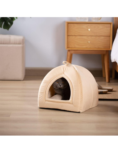 Cama para Gatos KASENTEX 48.3 cm Beige 2-en-1 Lavable