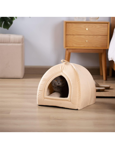 Cama para Gatos KASENTEX 48.3 cm Beige 2-en-1 Lavable
