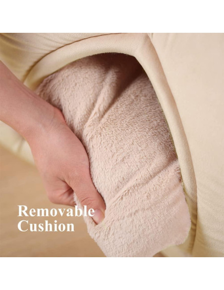 Cama para Gatos KASENTEX 48.3 cm Beige 2-en-1 Lavable