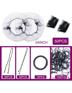 260PCS Juego de Accesorios para Cabello Negro 30cm 100 Pasadores 2