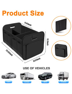 Organizador de Maletero de Coche Ziciner Plegable 61x38x30.5cm 2