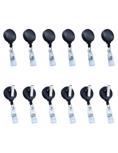 Porta Etiquetas Retráctil Bestom con Clip 12 Paquete Negro