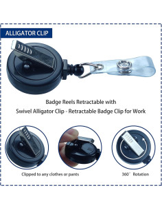 Porta Etiquetas Retráctil Bestom con Clip 12 Paquete Negro 2