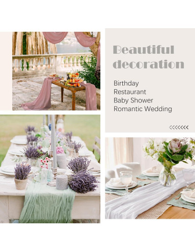 Caminito de Mesa de Gasa Boho JEVIX 35x300 cm Azul Polvoriento