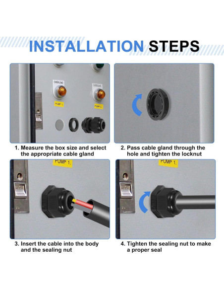 Conectores de Cable Impermeables uxcell 6 Pcs NPT 25mm Gris
