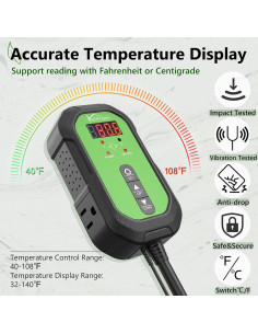 Controlador de Termostato Digital KOKOPRO para Germinación 1000W 2