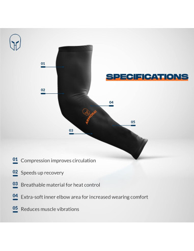 Mangas para brazos ARMORAY Antideslizantes UV para Correr y Deporte