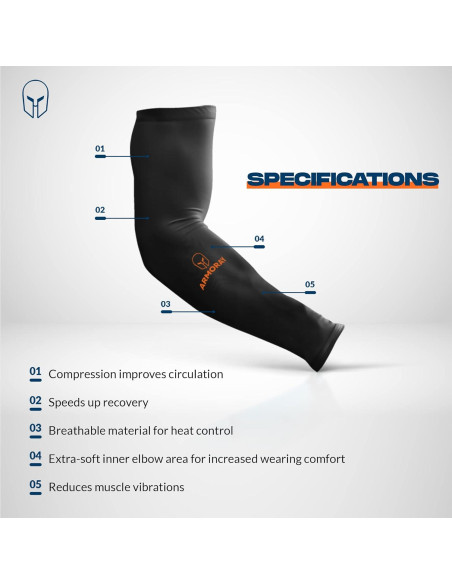 Mangas para brazos ARMORAY Antideslizantes UV para Correr y Deporte