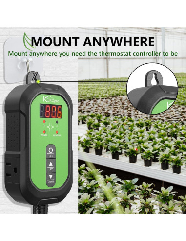 Controlador de Termostato Digital KOKOPRO para Germinación 1000W