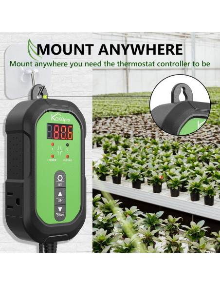 Controlador de Termostato Digital KOKOPRO para Germinación 1000W
