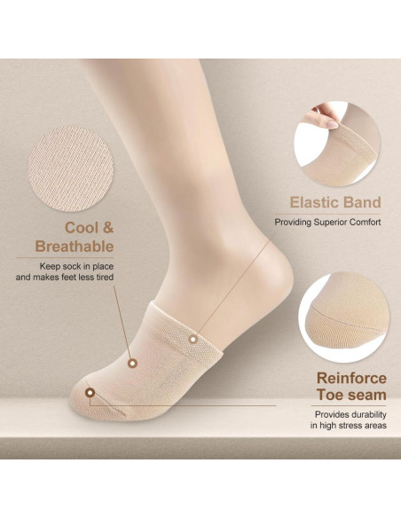 5 Pares de Calcetines Mule de Algodón Premium para Mujeres