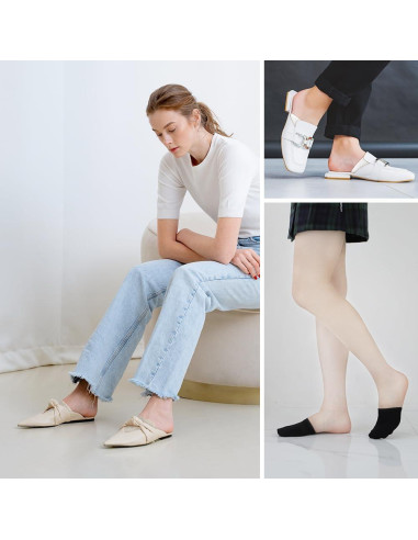 5 Pares de Calcetines Mule de Algodón Premium para Mujeres