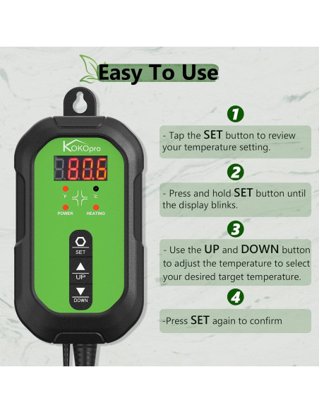 Controlador de Termostato Digital KOKOPRO para Germinación 1000W