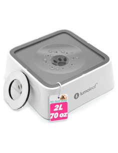 Cuenco de Agua Sin Derrames LumoLeaf 2L para Perros Gris