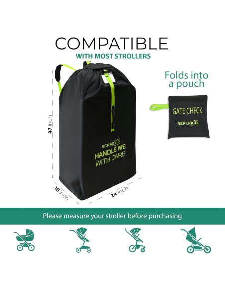 Bolsa de Carrito Grande Reperkid Negra y Verde 119x61x38cm