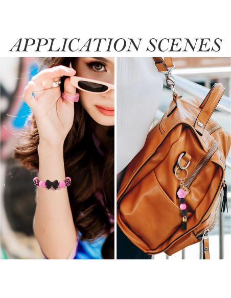 64 Perlas de Silicona Rosa y Negra Spritewelry para Joyería DIY