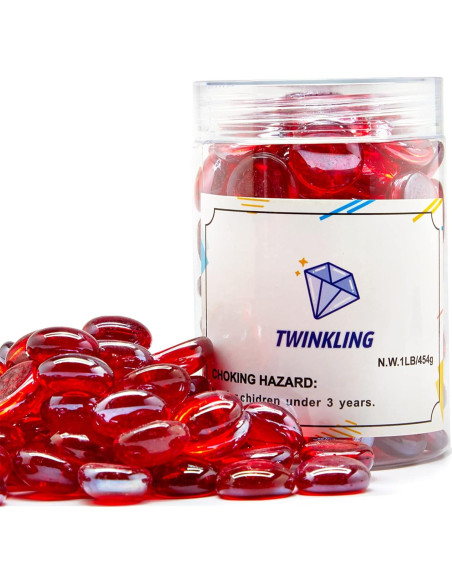 Perlas de Vidrio Brillantes TWINKLING 17-19mm Tarro 454g Rojo