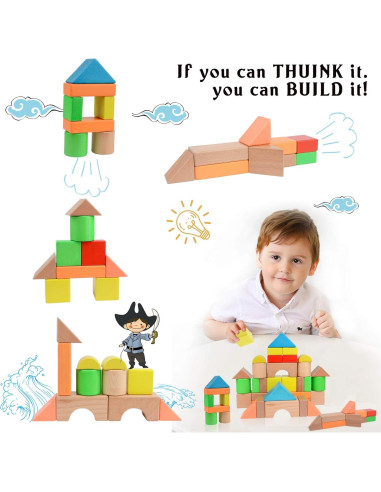 Juego de Bloques de Madera Grandes Migargle 32 Piezas Educativos