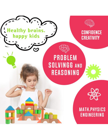 Juego de Bloques de Madera Grandes Migargle 32 Piezas Educativos