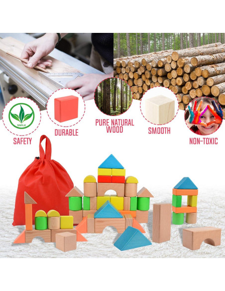 Juego de Bloques de Madera Grandes Migargle 32 Piezas Educativos