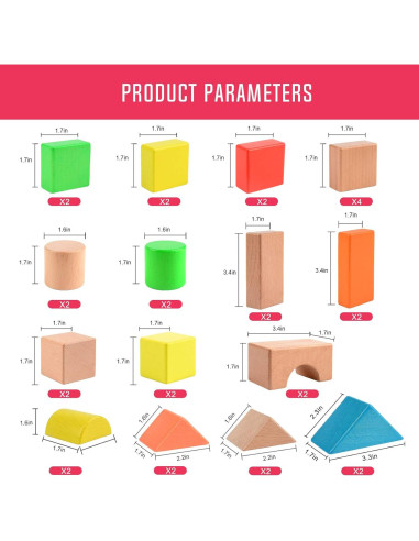 Juego de Bloques de Madera Grandes Migargle 32 Piezas Educativos