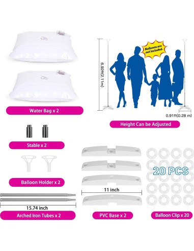 2 Juegos de Soporte de Columna de Globo Toosci 2.74m Ajustable