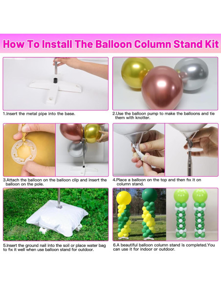 2 Juegos de Soporte de Columna de Globo Toosci 2.74m Ajustable